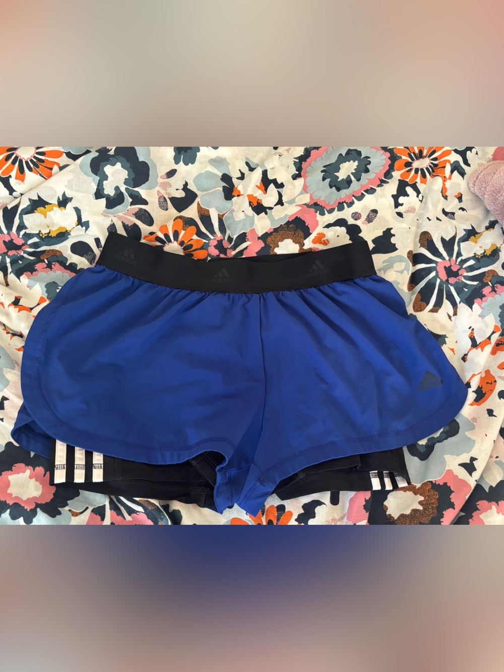 adidas Women's Royal Blue Athletic Shorts with Black Waistband